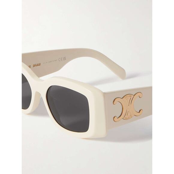 Celine CL40282U 25A Triomphe Women Sunglasses Ivory Gold Grey Lens AUTHENTIC - Picture 2 of 4